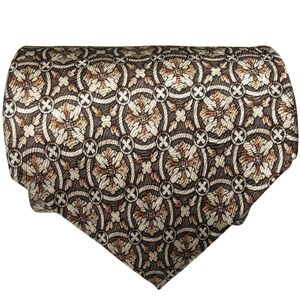 Ornate Medallion Silk‎ Tie Brown Gold Jacquard Geometric Bellini 58"